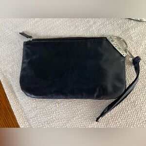 Black Leather Clutch with Silver Accent